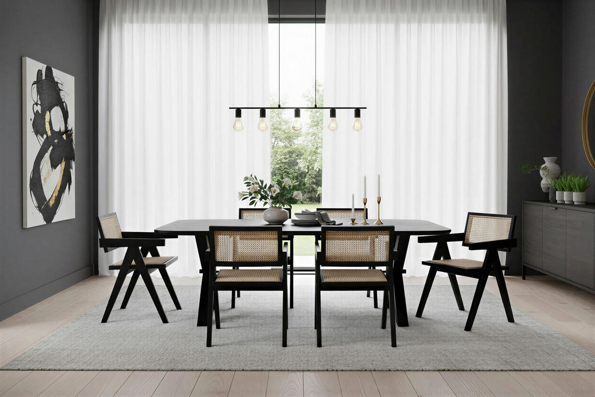 ARMLEHNSTUHL     Naturfarben, Schwarz  - Schwarz/Naturfarben, MODERN, Holz (52/78/58cm) - MID.YOU