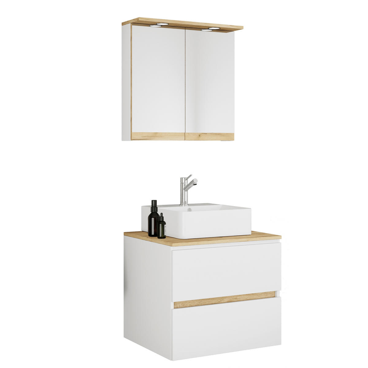 BADEZIMMER 3-teilig  in 60 cm  - Honigeiche/Weiß, Trend, Keramik/Holzwerkstoff (60cm) - MID.YOU