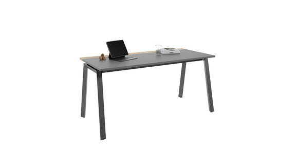 SCHREIBTISCH 160/75/75 cm in Anthrazit, Hickory - Anthrazit/Hickory, MODERN, Holzwerkstoff/Metall (160/75/75cm) - Novel
