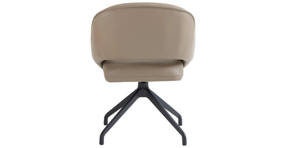 ARMLEHNSTUHL  Sitzfläche 360° drehbar, automatische Rückholfunktion  Echtleder  - Beige/Schwarz, Design, Leder/Metall (61/81/66cm) - Dieter Knoll