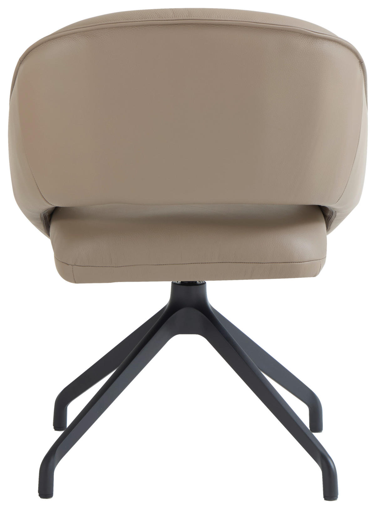 ARMLEHNSTUHL  Sitzfläche 360° drehbar, automatische Rückholfunktion  Echtleder  - Beige/Schwarz, Design, Leder/Metall (61/81/66cm) - Dieter Knoll