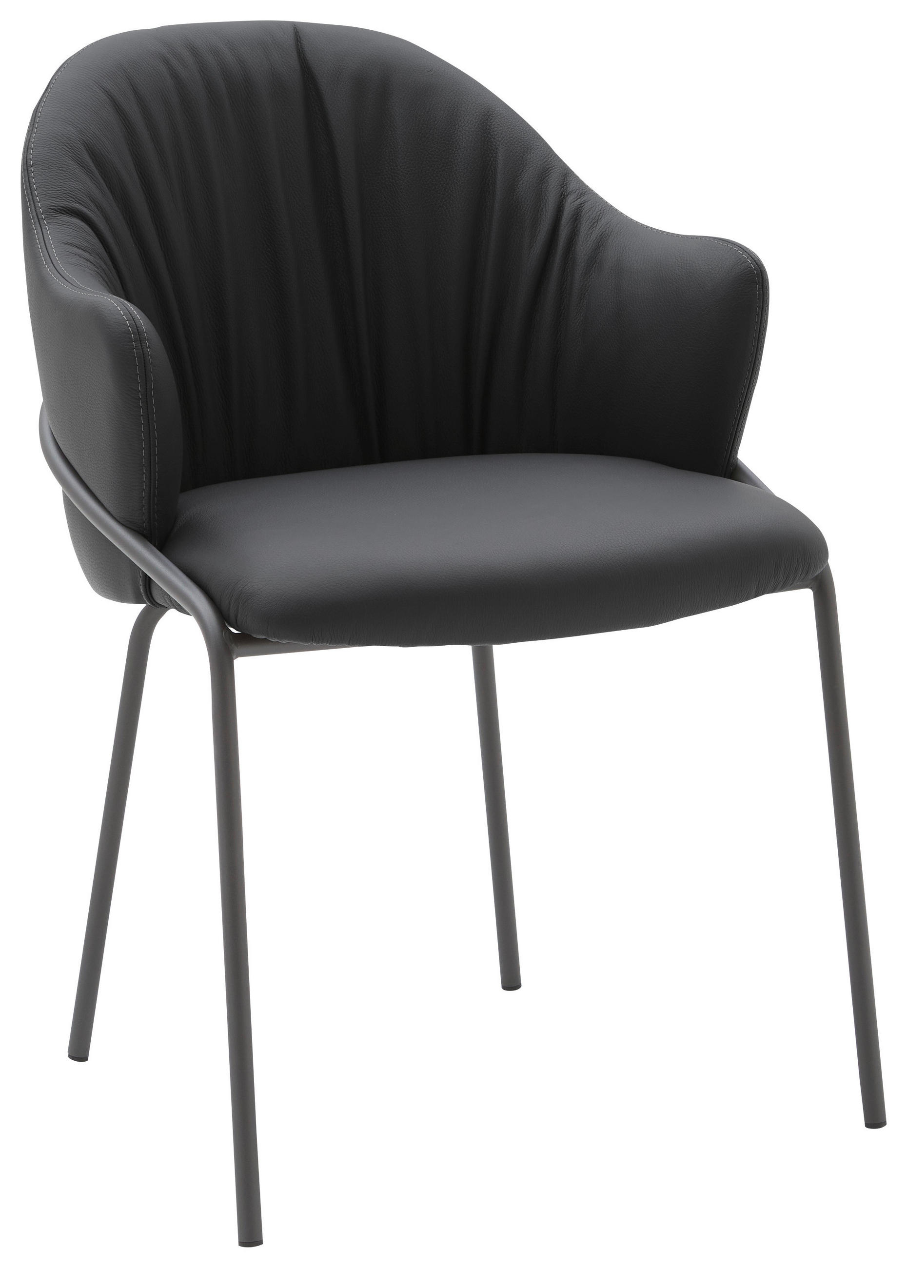 ARMLEHNSTUHL  Lederauswahl, Stoffauswahl, Gestellauswahl  Echtleder  - Anthrazit/Schwarz, Design, Leder (55/84/55cm) - Belluti