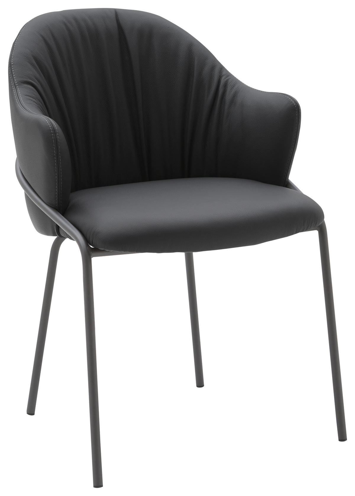 ARMLEHNSTUHL  Lederauswahl, Stoffauswahl, Gestellauswahl  Echtleder  - Anthrazit/Schwarz, Design, Leder (55/84/55cm) - Belluti