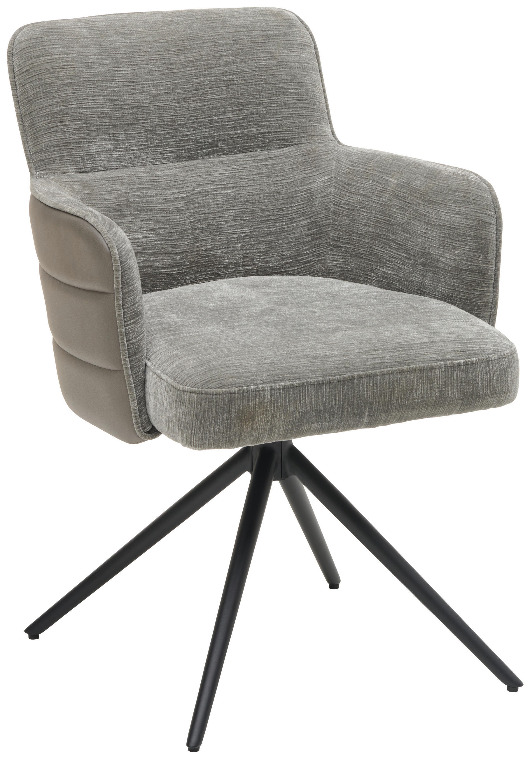 ARMLEHNSTUHL  in Eisen Lederlook, Webstoff  - Schwarz/Grau, KONVENTIONELL, Textil/Metall (58/82/64cm) - MID.YOU