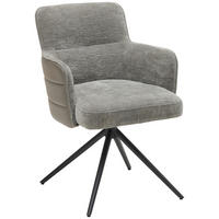 ARMLEHNSTUHL  in Eisen Lederlook, Webstoff  - Schwarz/Grau, KONVENTIONELL, Textil/Metall (58/82/64cm) - MID.YOU