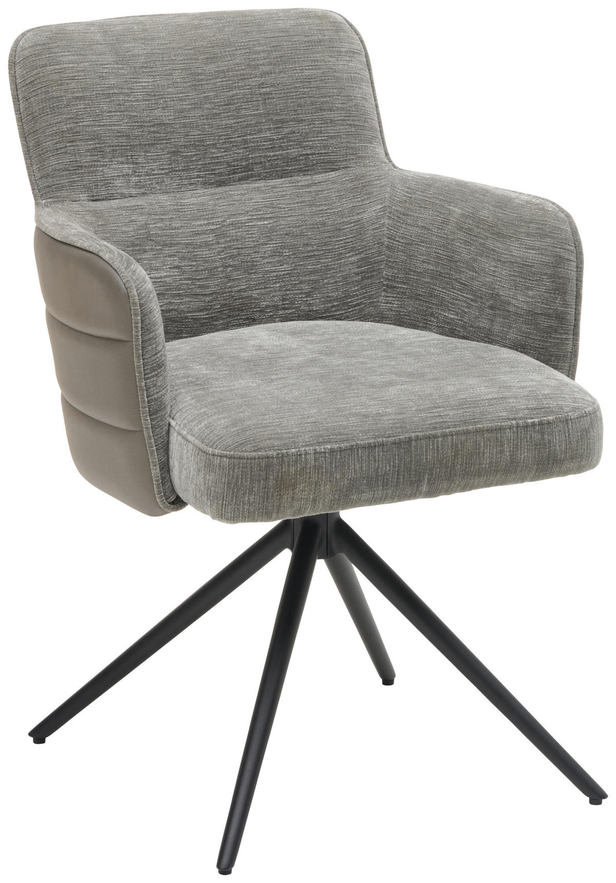 ARMLEHNSTUHL  in Eisen Lederlook, Webstoff  - Schwarz/Grau, KONVENTIONELL, Textil/Metall (58/82/64cm) - MID.YOU