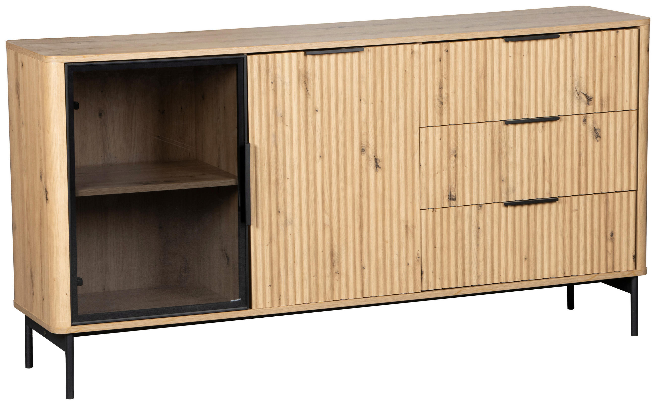 SIDEBOARD  in 159/82/40 cm  - Schwarz/Eiche Artisan, Design, Glas/Holzwerkstoff (159/82/40cm) - MID.YOU