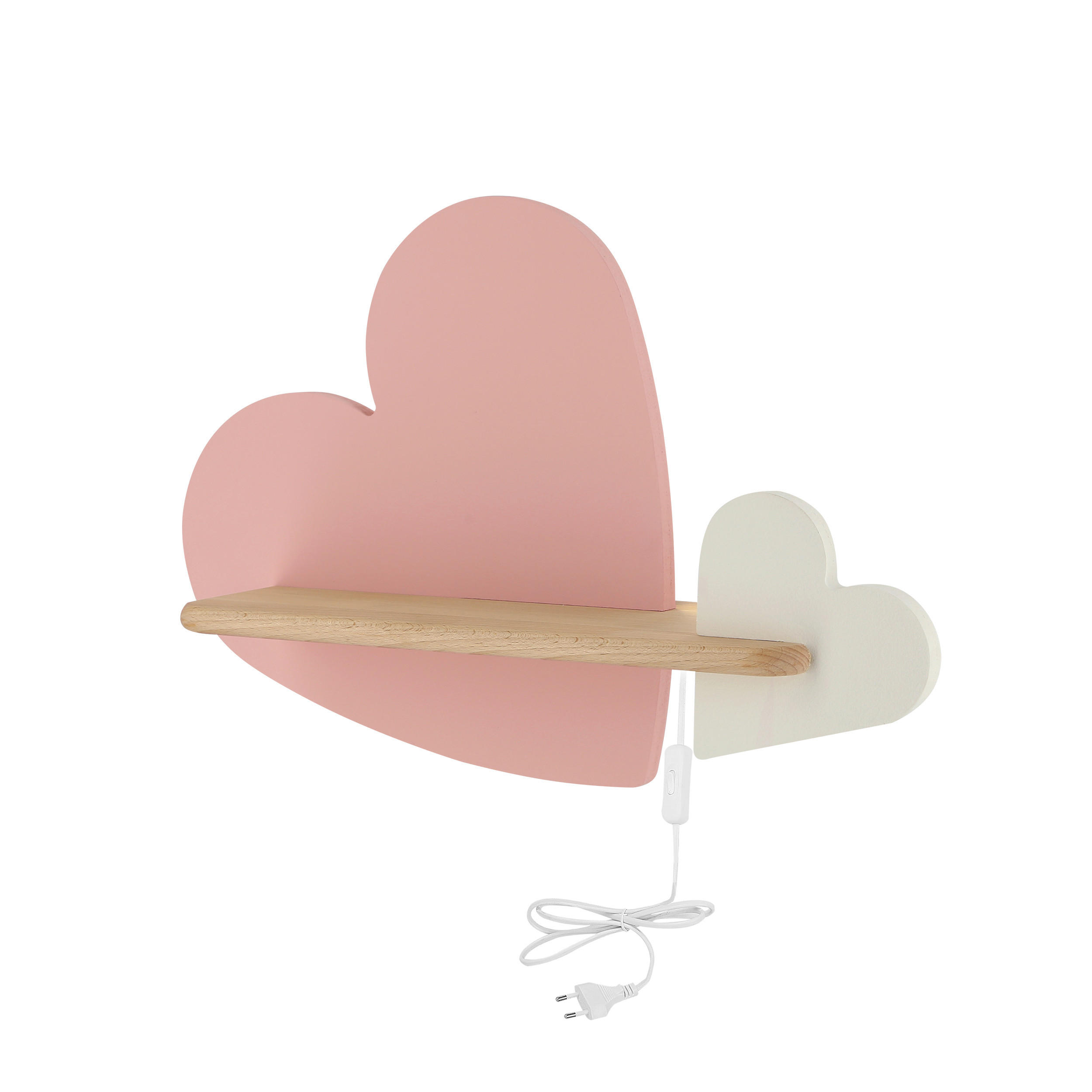 KINDERWANDLEUCHTE Heart 43/12/26 cm  - Pink/Weiß, Basics, Holz/Holzwerkstoff (43/12/26cm)