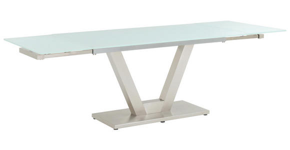 ESSTISCH in Edelstahlfarben, Weiß - Edelstahlfarben/Weiß, Design, Glas/Metall (160(250)/90/77cm) - Dieter Knoll