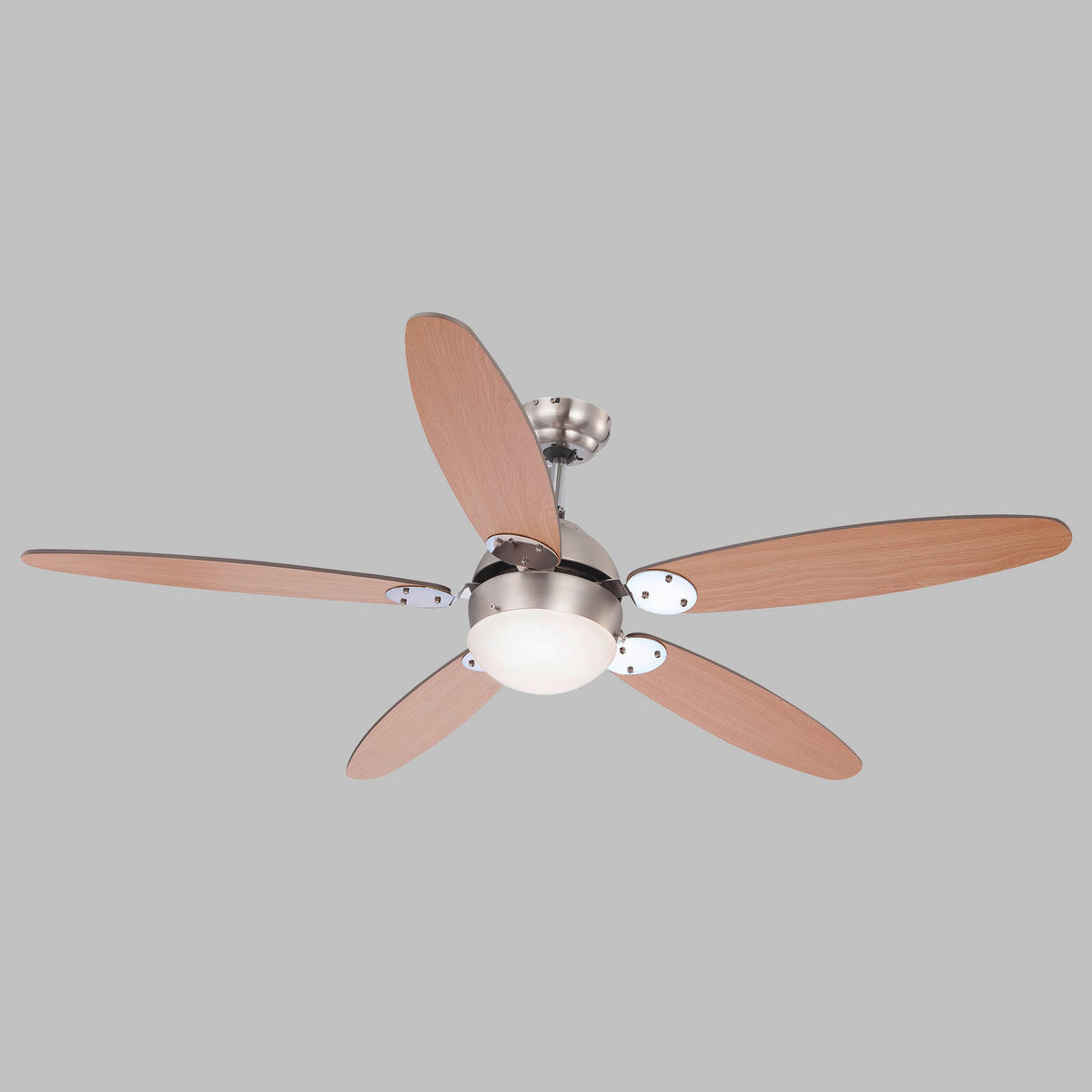 DECKENVENTILATOR Rolan 132/40,6 cm   - Buchefarben/Graphitfarben, KONVENTIONELL, Glas/Holz (132/40,6cm) - Globo