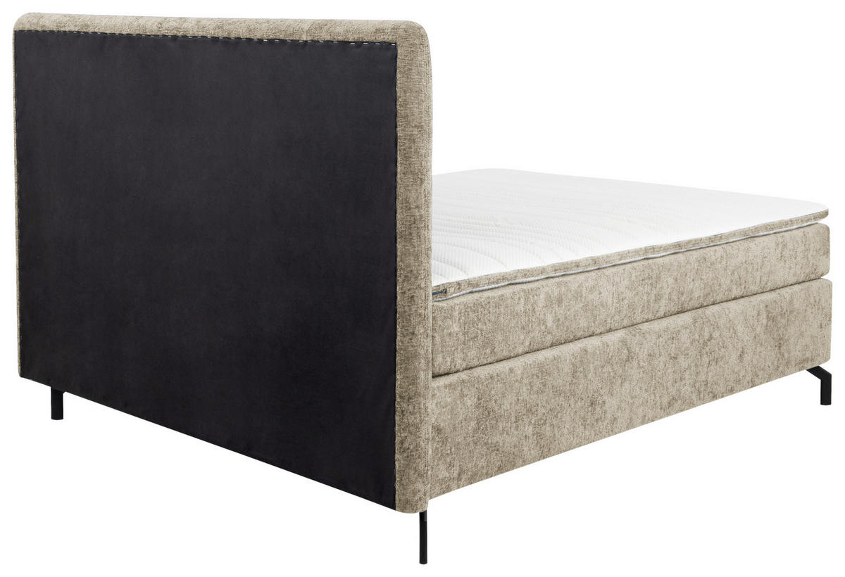 BOXSPRINGBETT 180/200 cm  in Hellbraun  - Hellbraun/Schwarz, Design, Textil/Metall (180/200cm) - Esposa