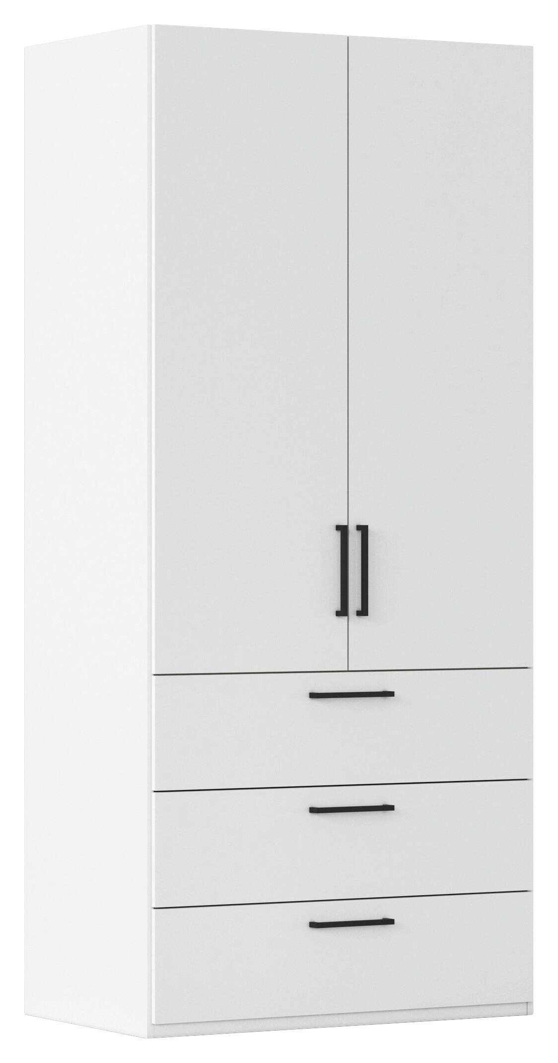 DREHTÜRENSCHRANK 101/223/61 cm,  in Weiß, 2-türig  - Schwarz/Weiß, Basics, Holzwerkstoff/Metall (101/223/61cm) - Novel