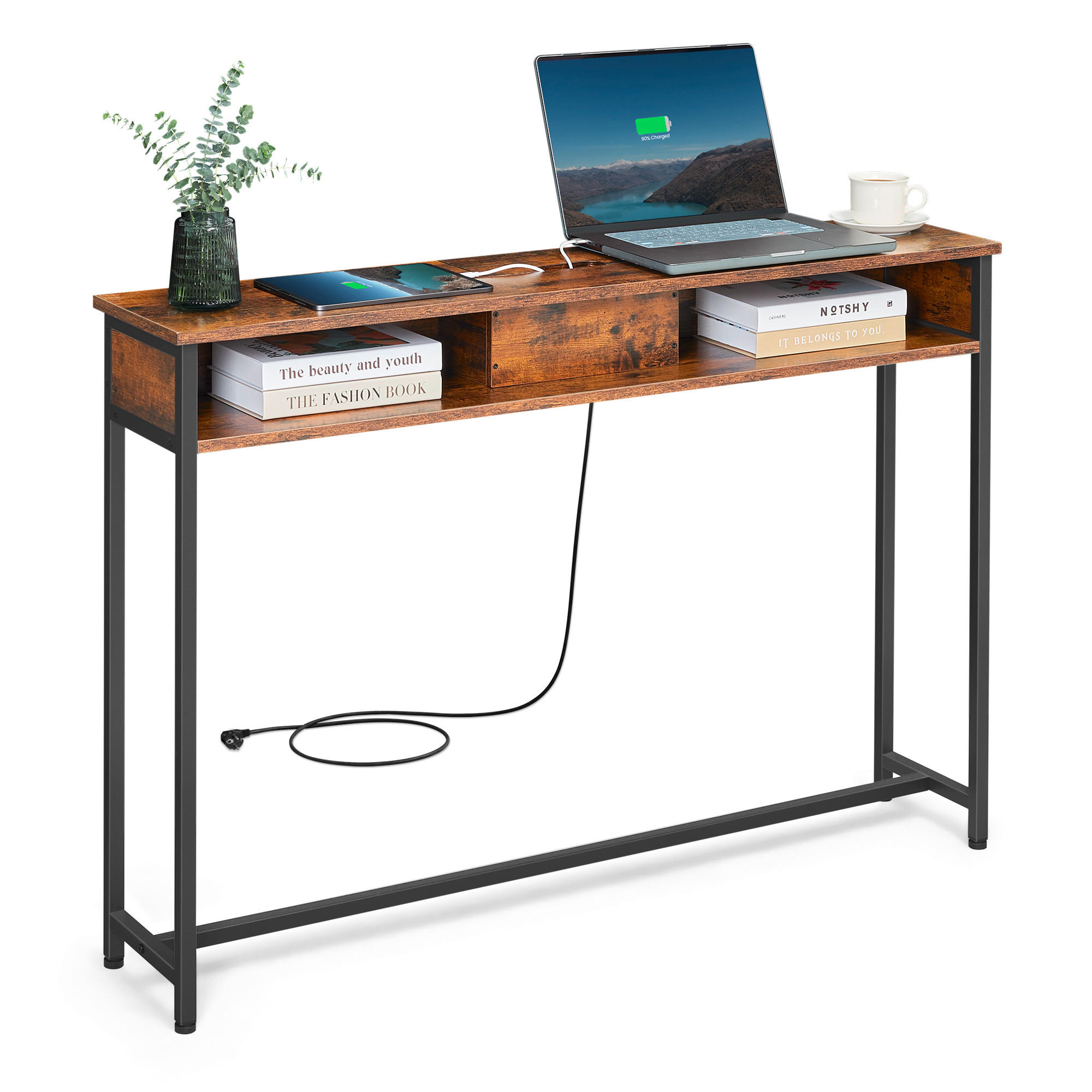 Thumbnail - Mid.you Konsolentisch, Schwarz, Dunkelbraun, Metall, Holzwerkstoff, eckig, 120x81x25 cm, Stauraum, Wohnzimmer, Wohnzimme...