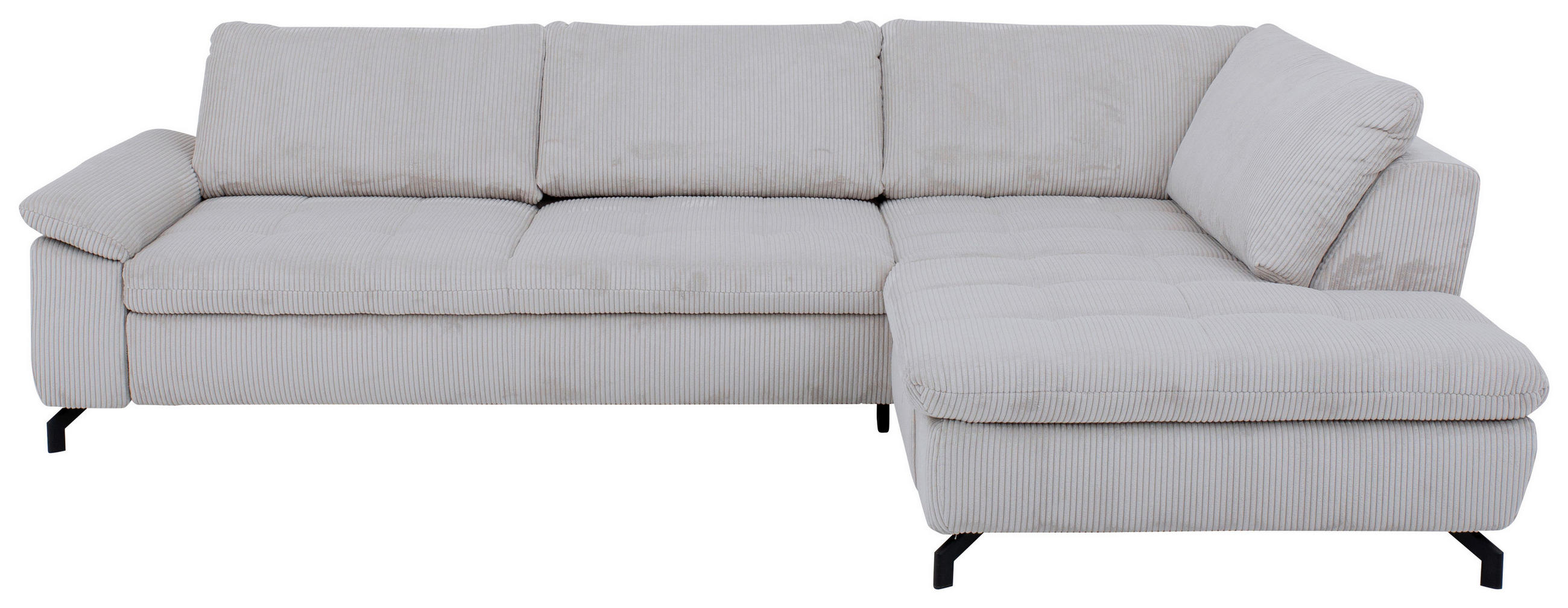 ECKSOFA in Cord, Velours Grau  - Schwarz/Grau, Design, Textil/Metall (291/197cm) - Beldomo Style