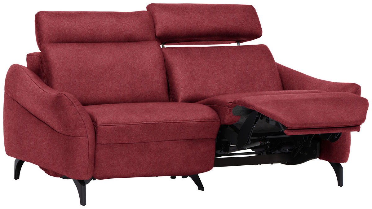 2-SITZER-SOFA in Leder Weinrot  - Anthrazit/Weinrot, Design, Leder/Metall (187/92/97cm) - Himolla Komfortklass