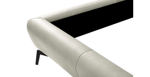 POLSTERBETT 180/200 cm,  in Creme, gepolstertes Kopfteil,  - Creme/Schwarz, Design, Leder/Metall (180/200cm) - Esposa