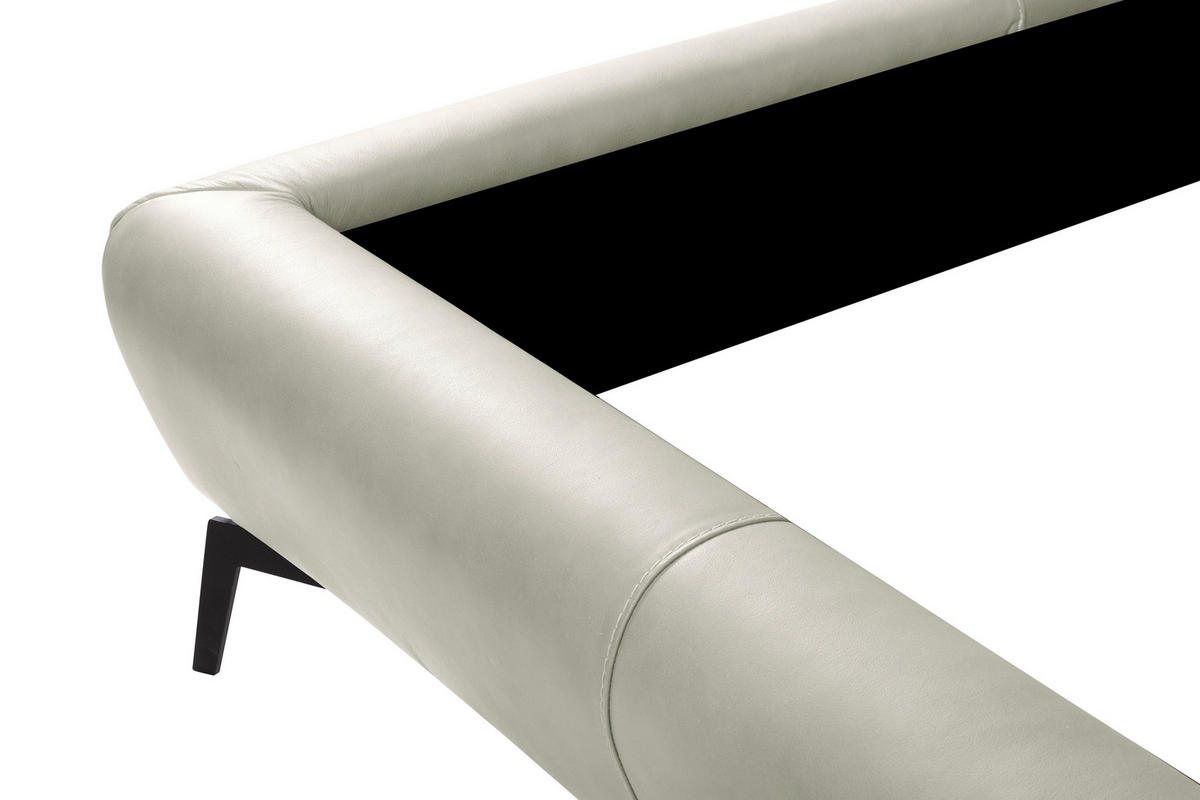 POLSTERBETT gepolstertes Kopfteil Creme 180/200 cm  - Creme/Schwarz, Design, Leder/Metall (180/200cm) - Esposa