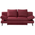 SCHLAFSOFA  in Echtleder Weinrot  - Weinrot/Schwarz, Design, Leder/Metall (200/85/90cm) - Novel