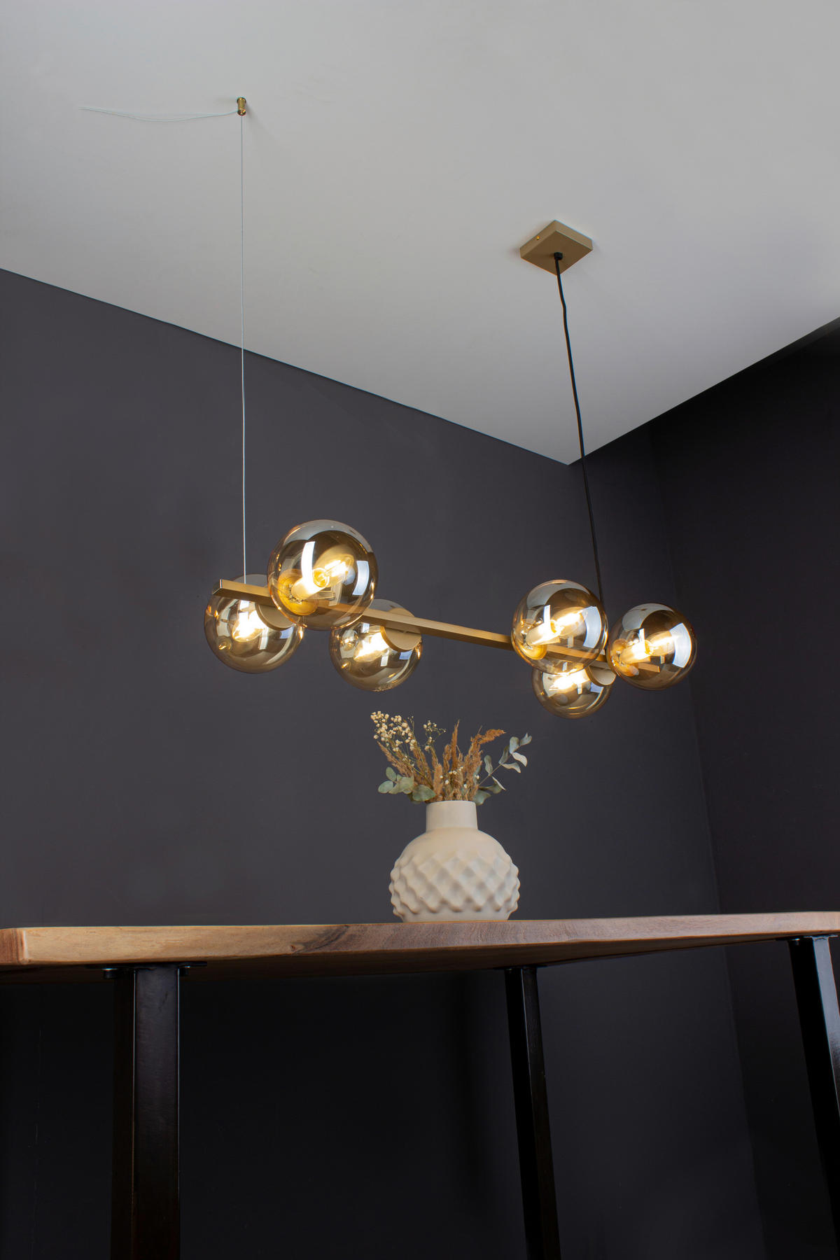 HÄNGELEUCHTE 31,7/80/120 cm   - Goldfarben/Bernsteinfarben, Design, Glas/Metall (31,7/80/120cm)