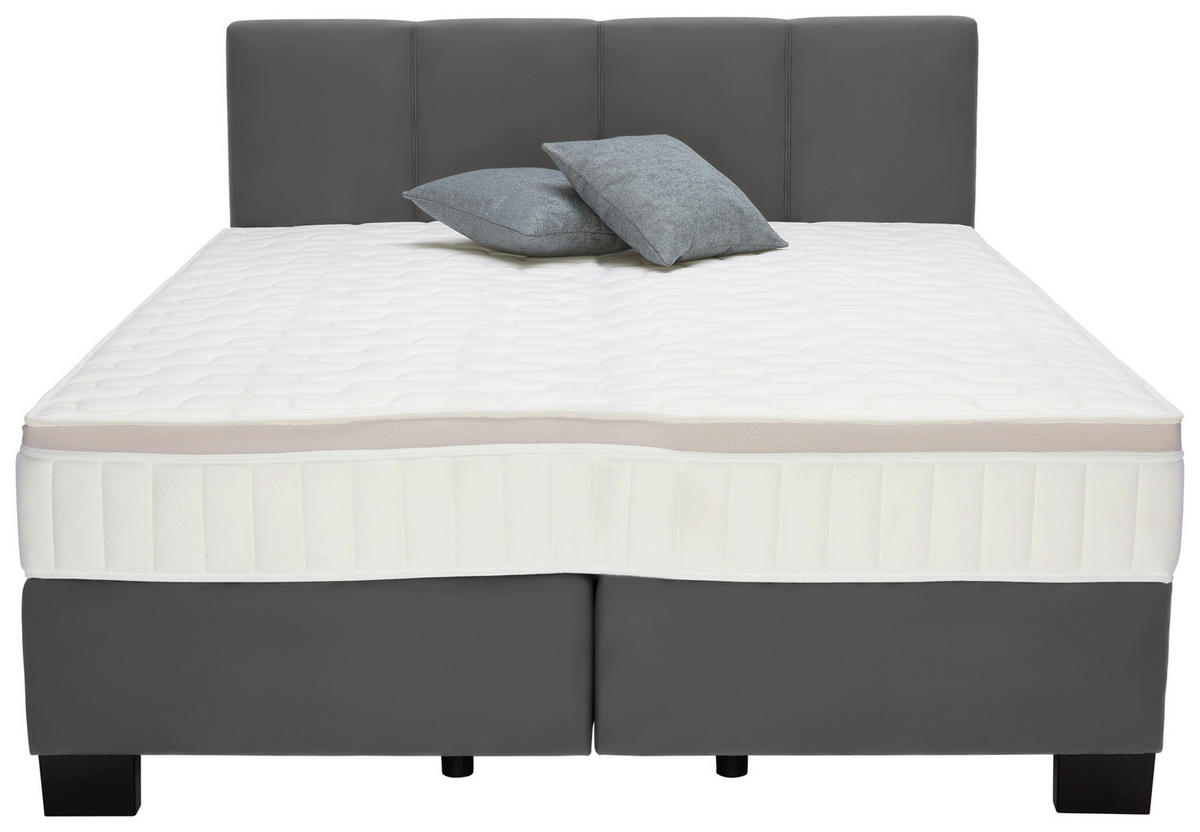 BOXSPRINGBETT 160/200 cm  in Anthrazit  - Anthrazit/Schwarz, Design, Kunststoff/Textil (160/200cm) - Hom`in