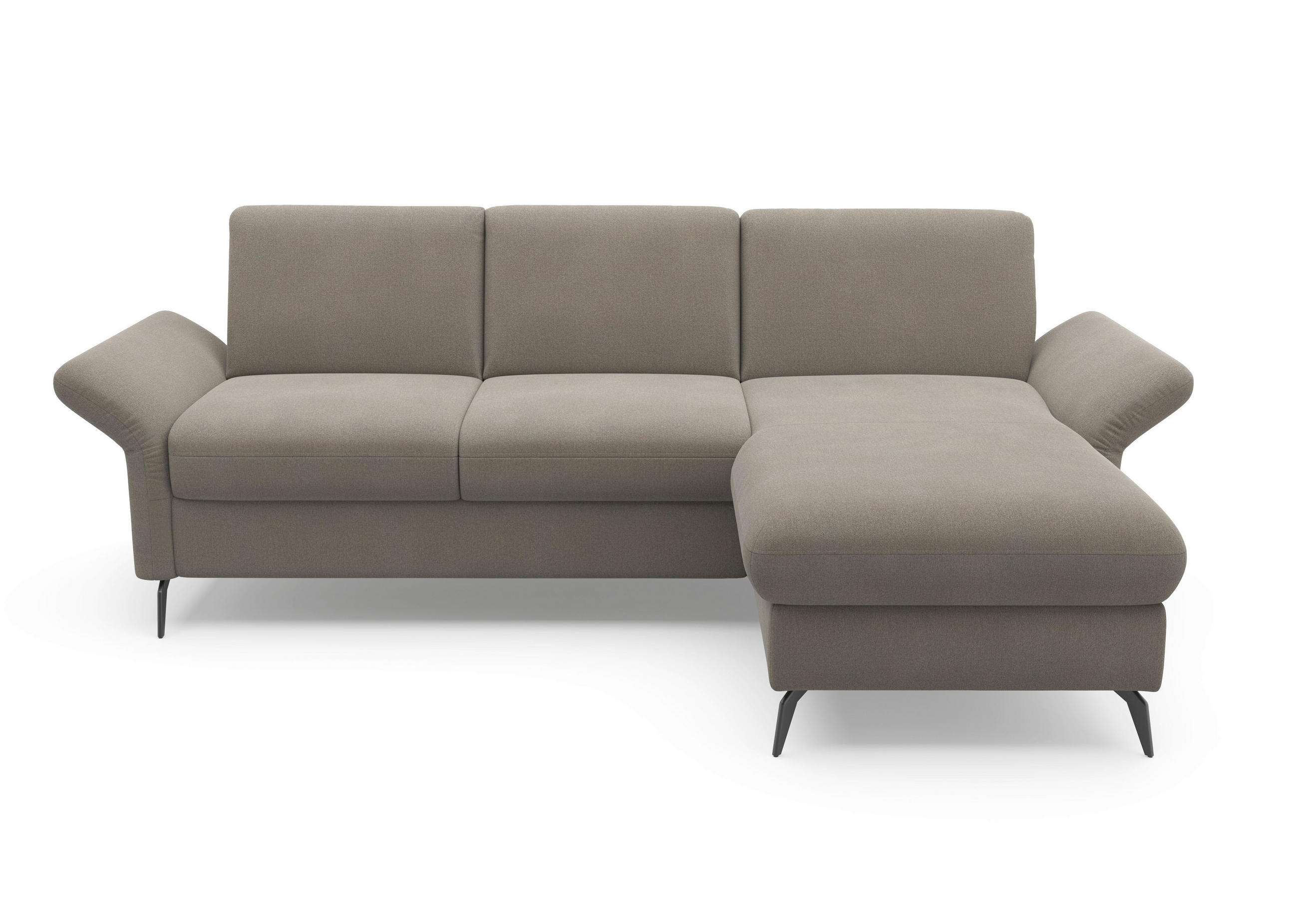 ECKSOFA ROCHELLE E Schlammfarben Flachgewebe  - Schlammfarben/Schwarz, KONVENTIONELL, Textil/Metall (251/164cm) - Sit & More