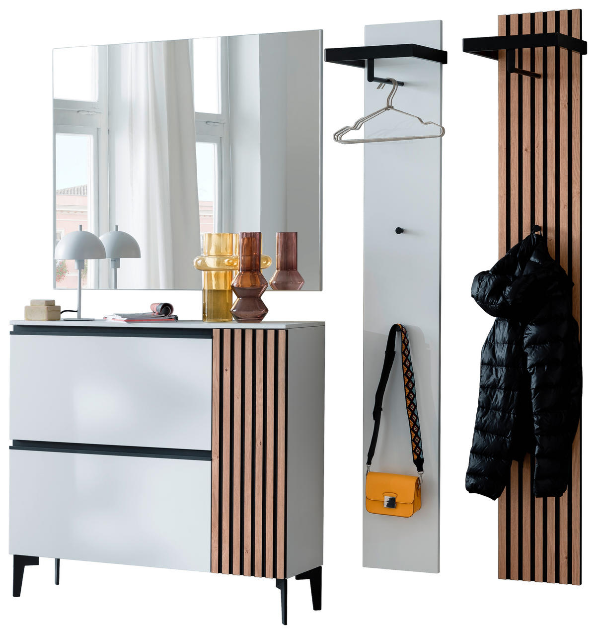 GARDEROBE 4-teilig  in 200/200/30 cm  - Eichefarben/Weiß, Design, Holz/Holzwerkstoff (200/200/30cm) - Moderano