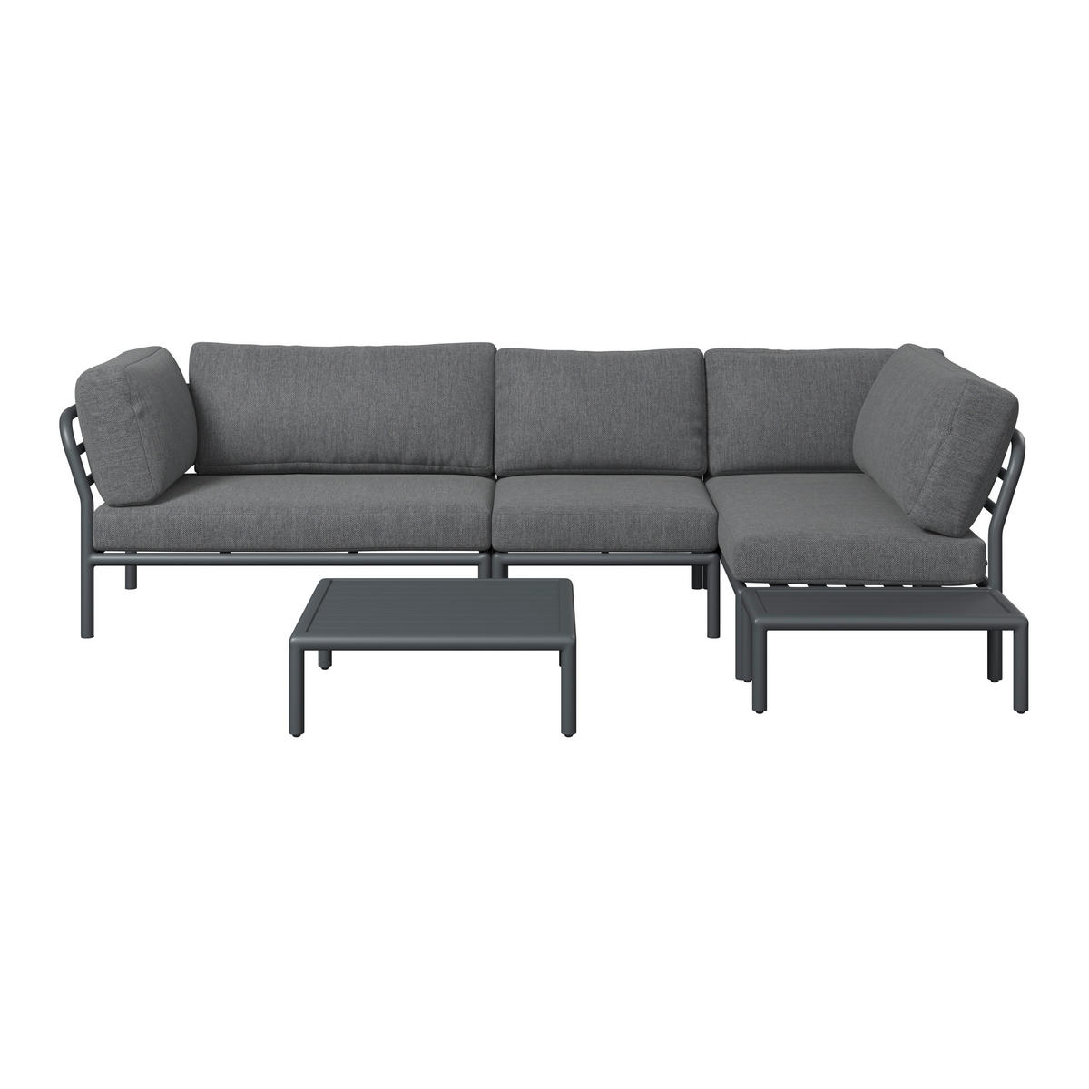 LOUNGEGARNITUR Aluminium  - Dunkelgrau/Anthrazit, Design, Textil/Metall (289/69/169cm) - Amatio