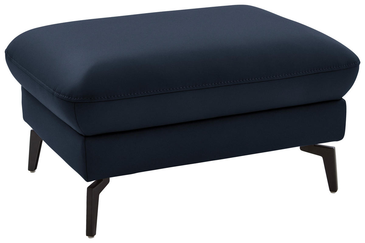 ECKSOFA in Echtleder Dunkelblau   - Schwarz/Dunkelblau, Natur, Leder/Metall (281/168cm) - Valdera