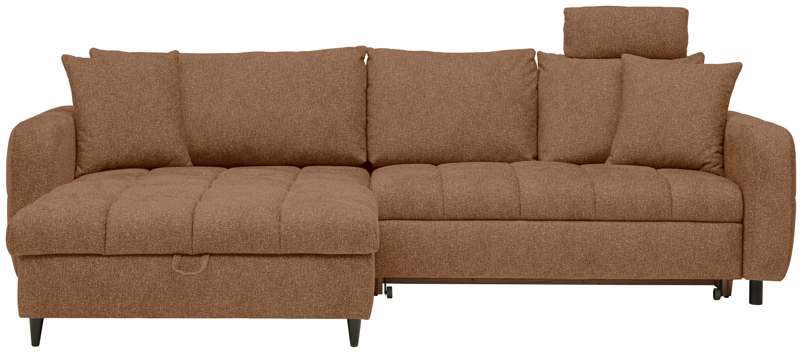 ECKSOFA inkl. Funktionen Braun Velours  - Schwarz/Braun, MODERN, Holz/Textil (282/184cm) - Lomoco