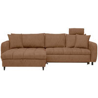 ECKSOFA inkl. Funktionen Braun Velours  - Schwarz/Braun, MODERN, Holz/Textil (282/184cm) - Lomoco
