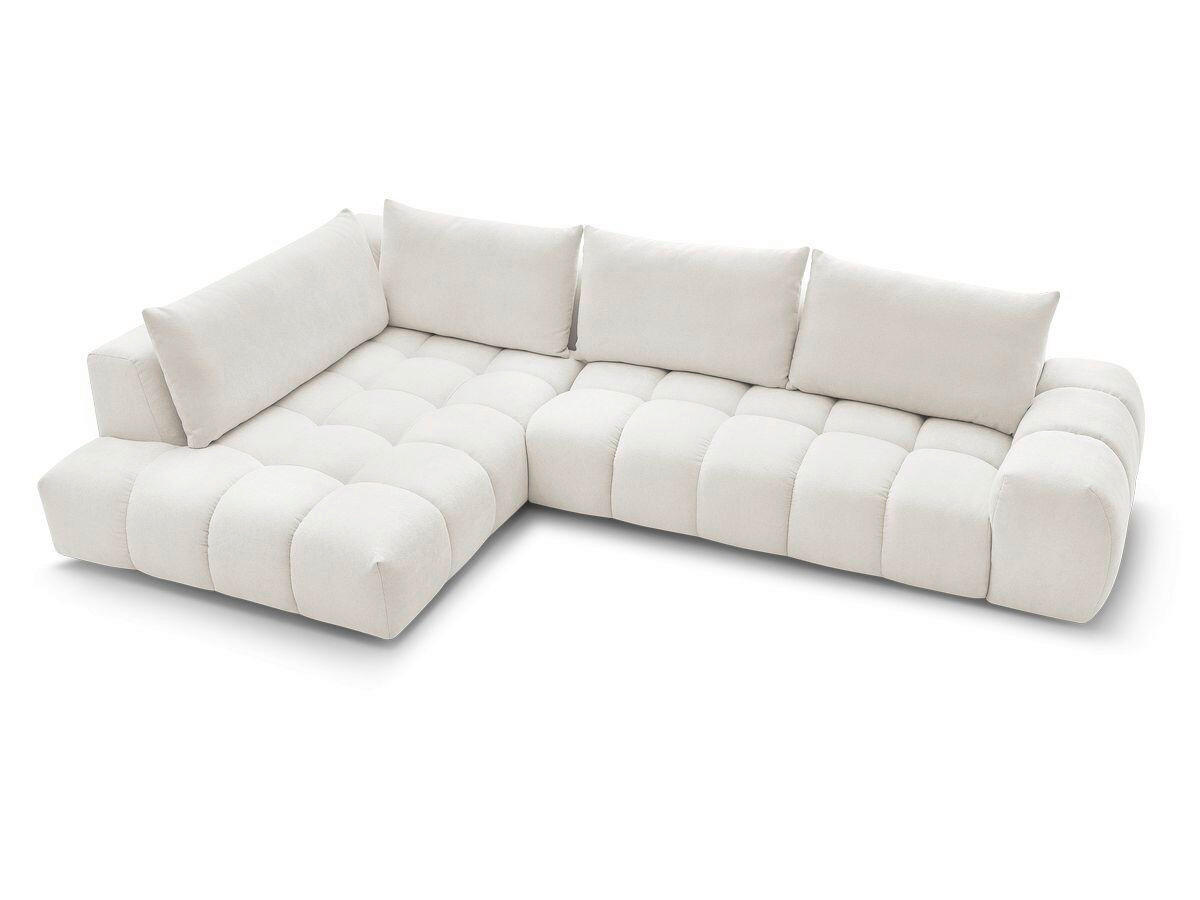 ECKSOFA Ottomane links  EVEREST Weiß Struktur  - Schwarz/Weiß, MODERN, Kunststoff/Textil (352/210cm)