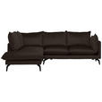 ECKSOFA in Samt Dunkelbraun  - Dunkelbraun/Schwarz, Design, Textil/Metall (200/241cm) - Carryhome