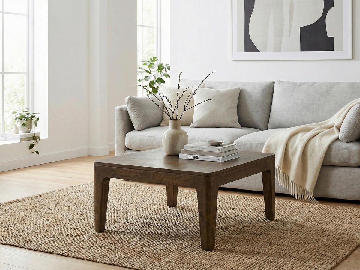 COUCHTISCH Mangoholz massiv 60/60/32 cm quadratisch Naturfarben  - Naturfarben, Design, Holz (60/60/32cm) - Livetastic