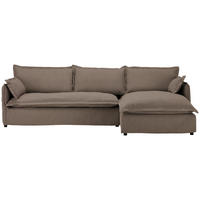 HUSSEN-ECKSOFA in Flachgewebe, Bouclé Braun  - Schwarz/Braun, Trend, Textil/Metall (295/165cm) - Livetastic