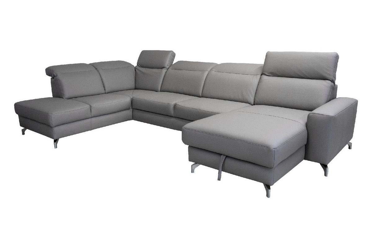 SAROKGARNITÚRA bőr taupe  - taupe, Basics, bőr/fém (217/371/173cm) - Andante
