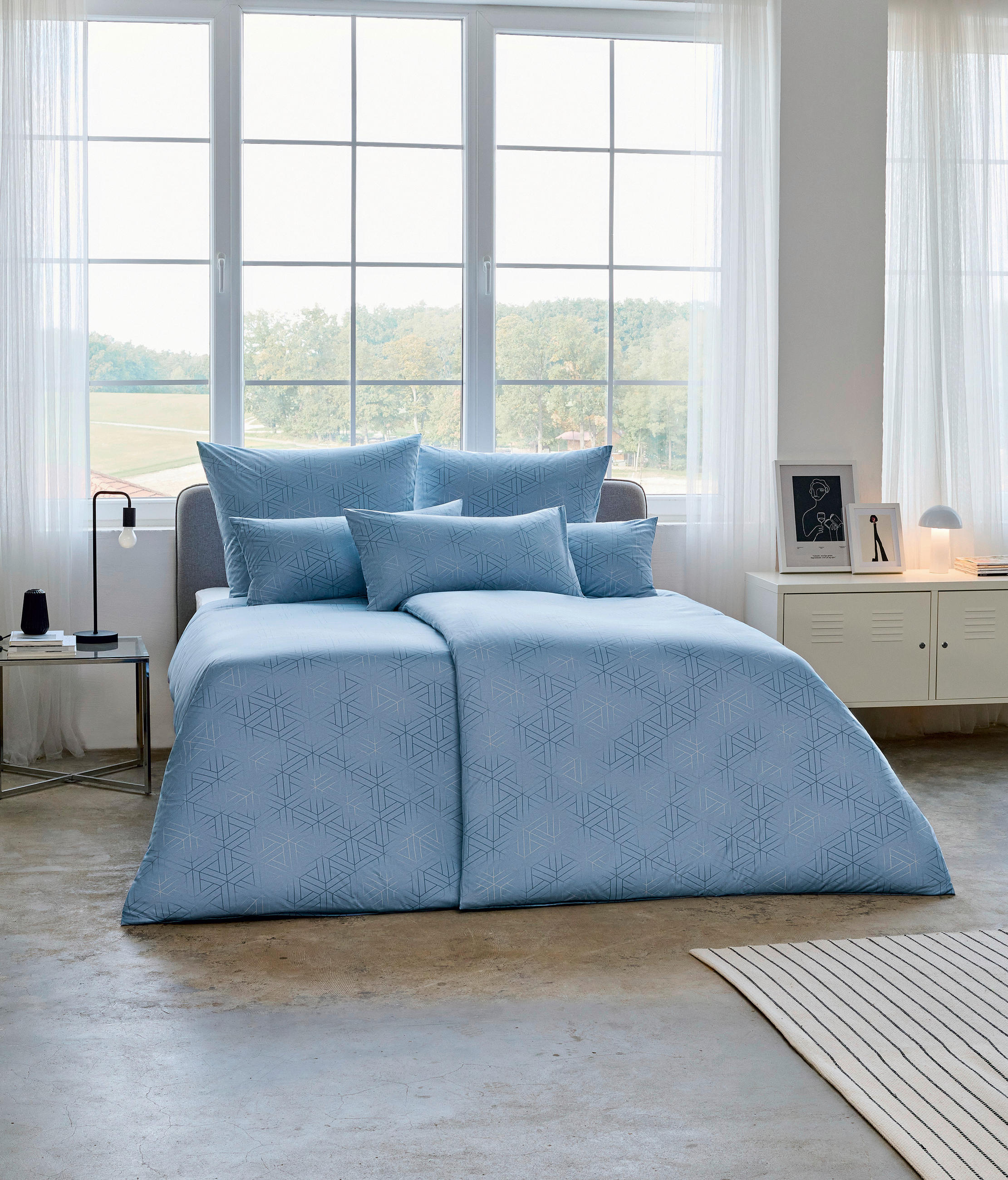 BETTWÄSCHE Pippa Interlock-Jersey 135/200 cm  - Blau, Basics, Textil (135/200cm) - Estella