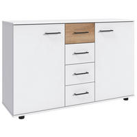 KOMMODE , 130/83/41 cm, 4 Schublade(n)  - Plankeneiche/Schwarz, KONVENTIONELL, Holzwerkstoff/Kunststoff (130/83/41cm) - Carryhome