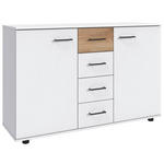 KOMMODE , 130/83/41 cm, 4 Schublade(n)  - Plankeneiche/Schwarz, KONVENTIONELL, Holzwerkstoff/Kunststoff (130/83/41cm) - Carryhome