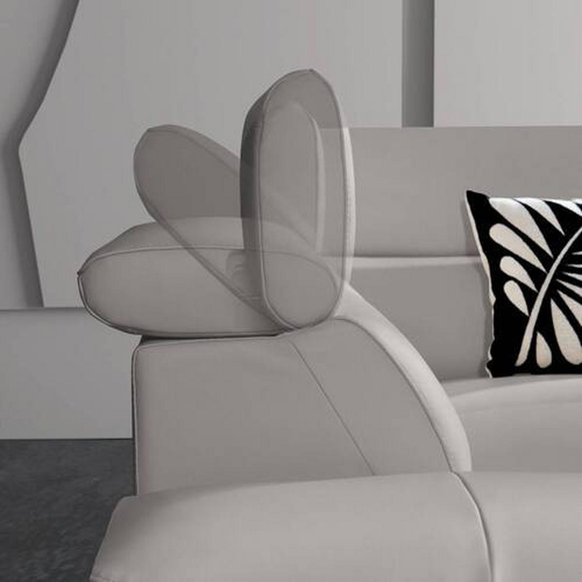 ECKSOFA Echtleder Greige  - Greige/Schwarz, Design, Leder/Metall (281/225cm) - Celina Home