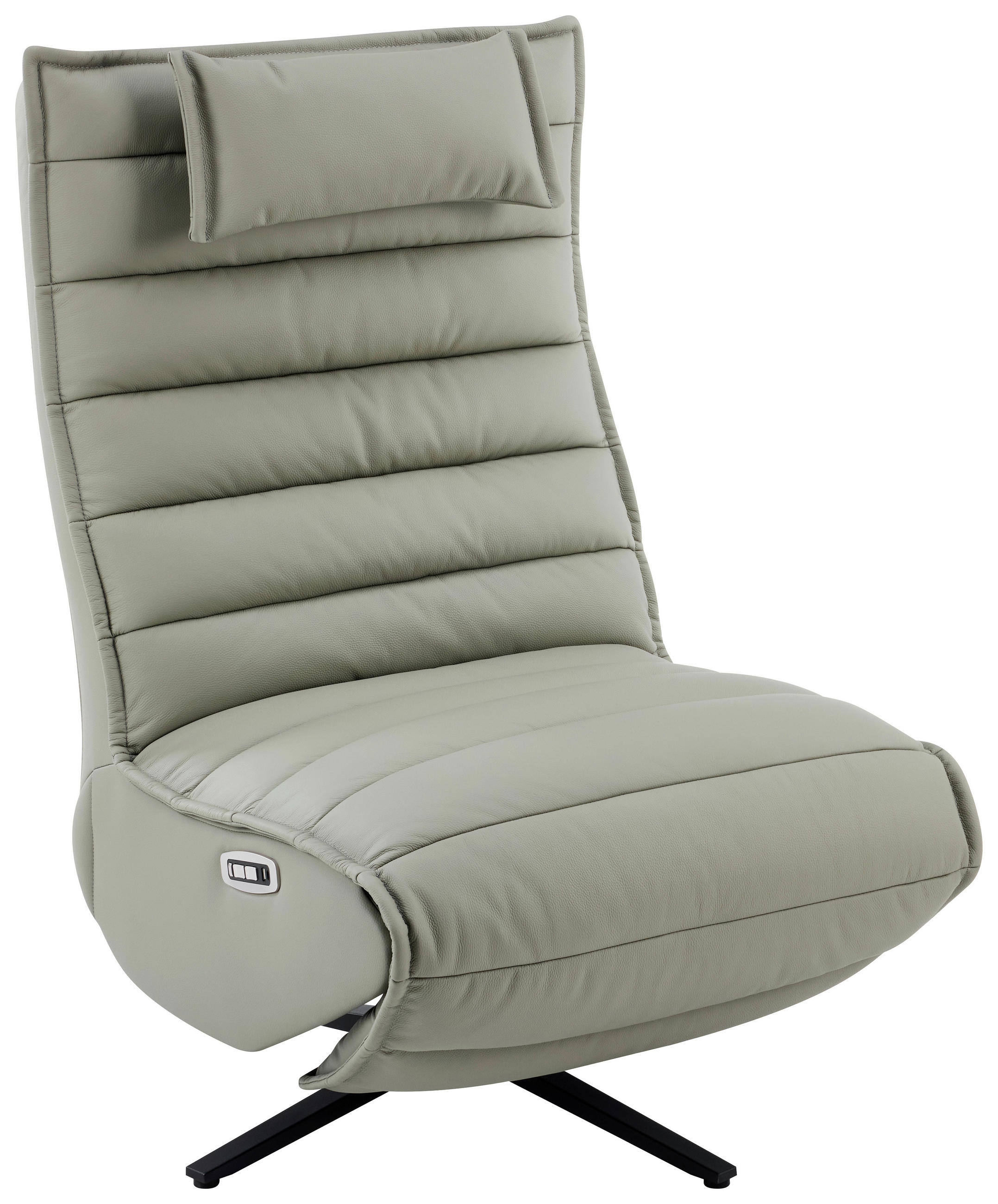 RELAXSESSEL in Metall, Textil, Leder Grau, Schwarz  - Schwarz/Grau, Design, Leder/Textil (68/108/84cm) - Stylife