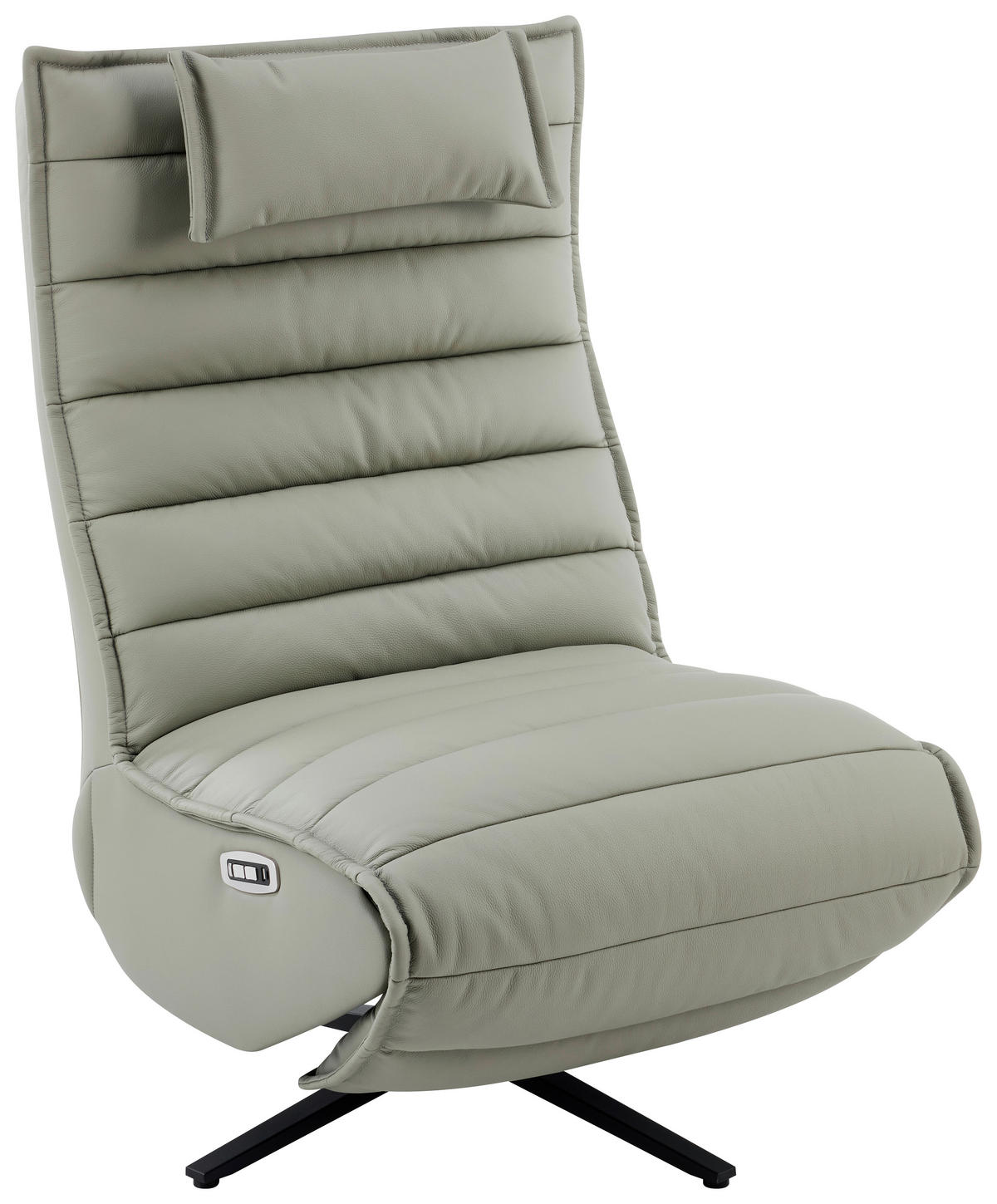 RELAXSESSEL in Metall, Textil, Leder Grau, Schwarz  - Schwarz/Grau, Design, Leder/Textil (68/108/84cm) - Stylife