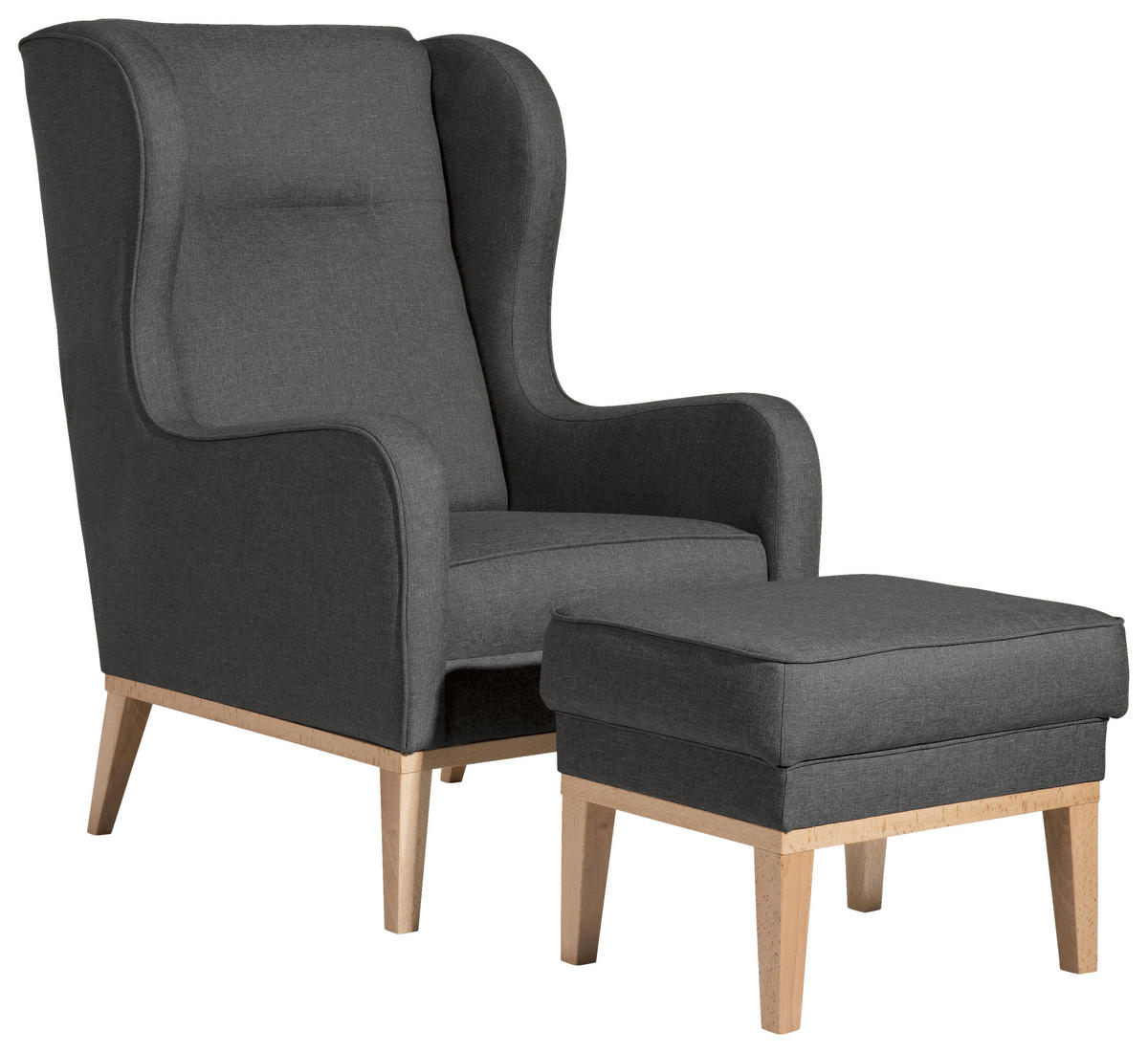 HOCKER in Textil Anthrazit  - Anthrazit/Naturfarben, Konventionell, Holz/Textil (50/41/41cm) - Max Winzer