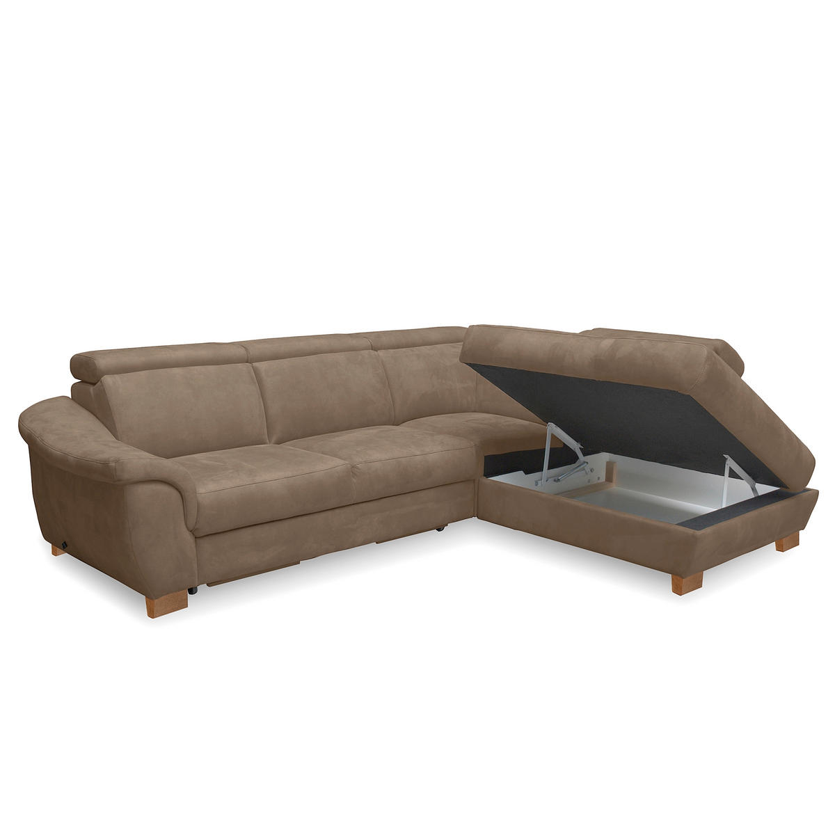 ECKSOFA Mikrofaser Braun  - Naturfarben/Braun, Design, Holz/Textil (276/238cm) - Livetastic