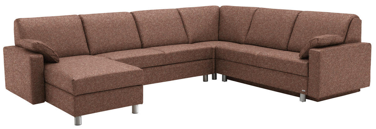 WOHNLANDSCHAFT  in Mikrovelours Terracotta  - Anthrazit/Terracotta, KONVENTIONELL, Textil (158/323/237cm) - Sedda