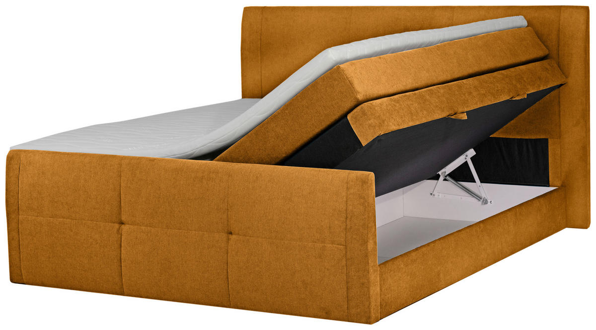 BOXSPRINGBETT 160/200 cm  in Gelb  - Gelb/Schwarz, KONVENTIONELL, Kunststoff/Textil (160/200cm) - Boxxx