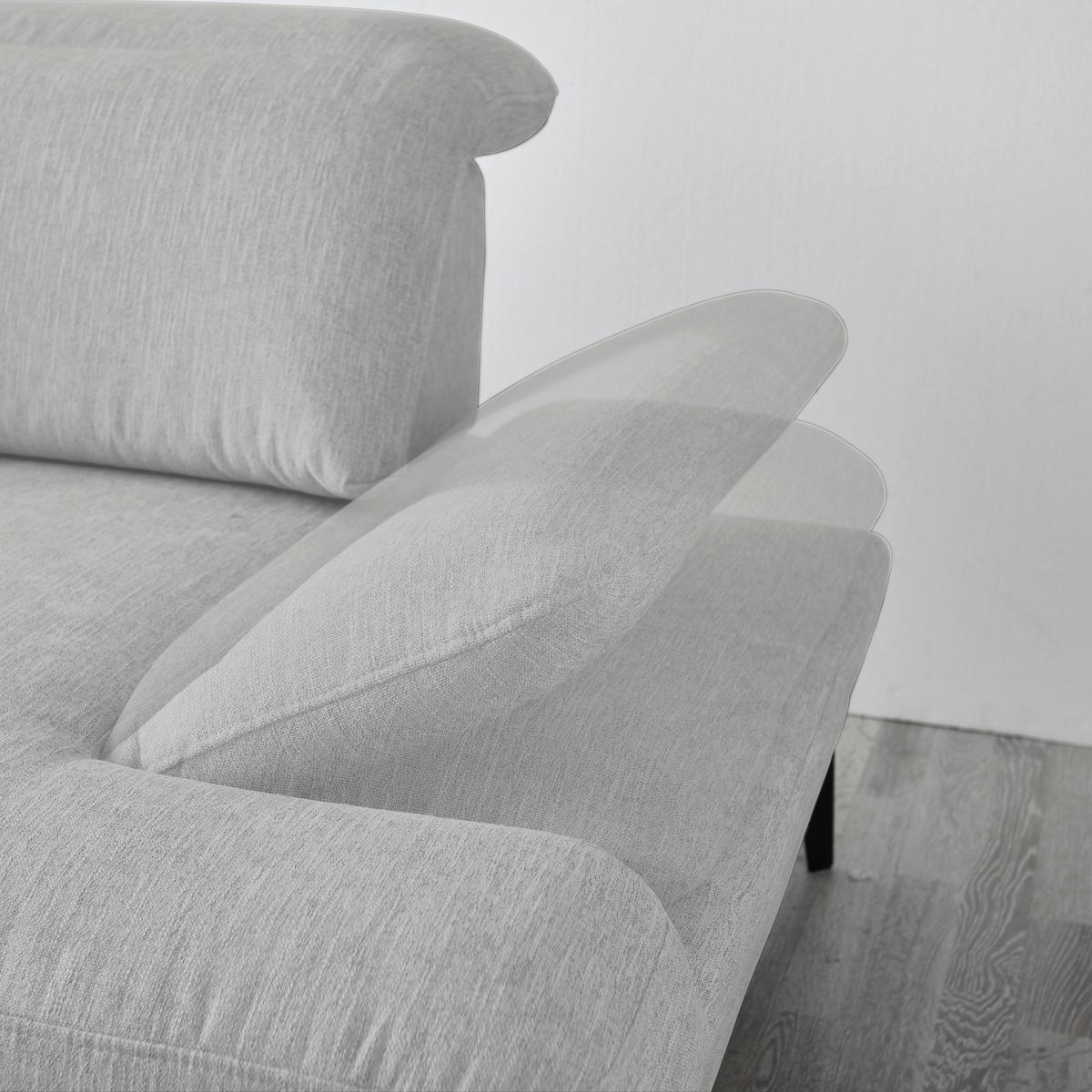 ECKSOFA in Webstoff Ecru  - Ecru/Schwarz, Design, Textil/Metall (180/289cm) - Stylife