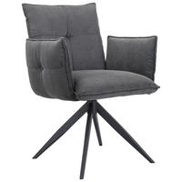 ARMLEHNSTUHL  Stoffauswahl, Sitzfläche 360° drehbar Cord  Anthrazit, Schwarz  - Anthrazit/Schwarz, Design, Textil/Metall (63,5/85/63,5cm) - Novel