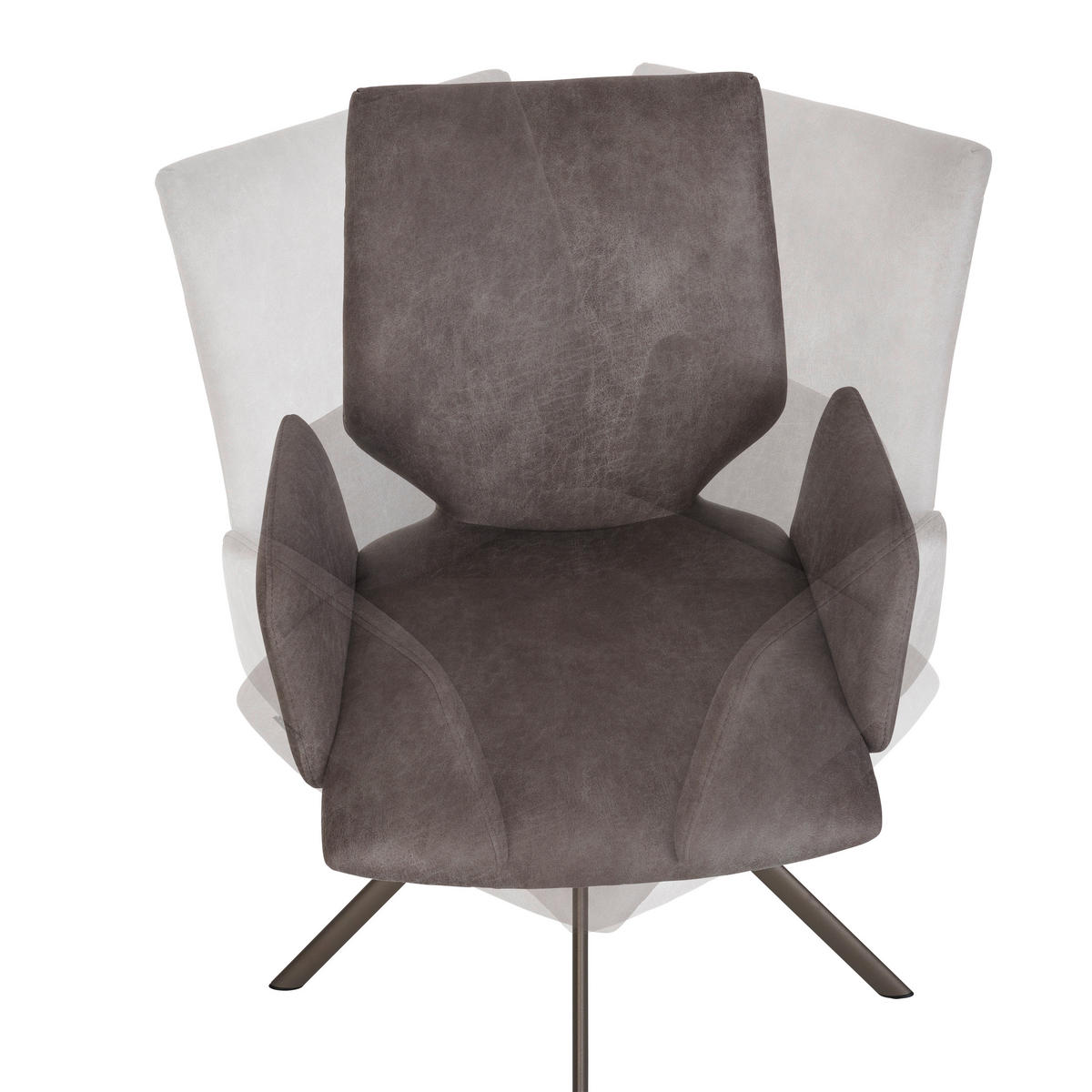 ARMLEHNSTUHL  in Stahl Mikrofaser  - Graubraun/Braun, Design, Textil/Metall (57/92/63cm) - Venjakob
