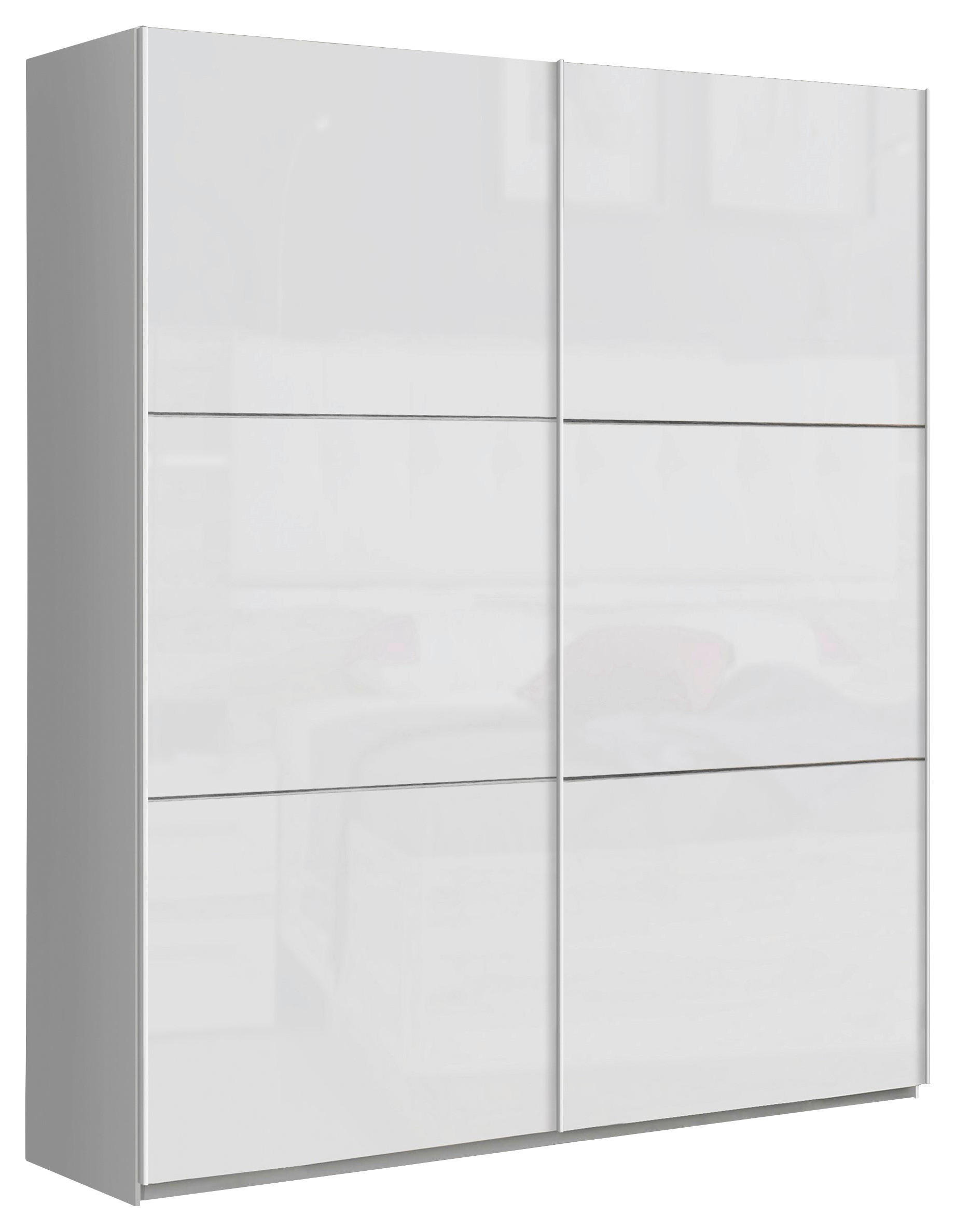 OMARA Z DRSNIMI VRATI, bela, bela, visoki sijaj  - bela/visoki sijaj, Design, kovina/leseni material (170,3/209,7/61,2cm) - home24