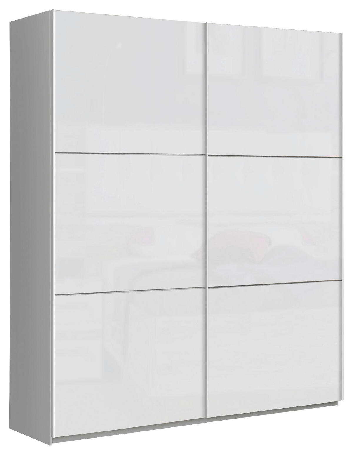 OMARA Z DRSNIMI VRATI, bela, bela, visoki sijaj  - bela/visoki sijaj, Design, kovina/leseni material (170,3/209,7/61,2cm) - home24